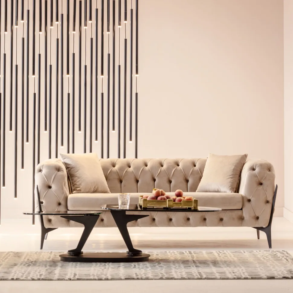 KARE Design Bank Bellissima 2-Seater Velvet Beige 200cm New