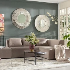 KARE Design Bank Infinity Fluweel Taupe Rechts Best Sale