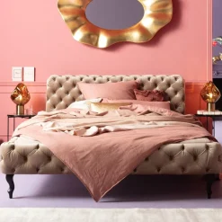 KARE Design Bed Desire Fluweel Ecru 160x200cm Best