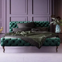 KARE Design Bed Desire Fluweel Groen 160x200cm Clearance