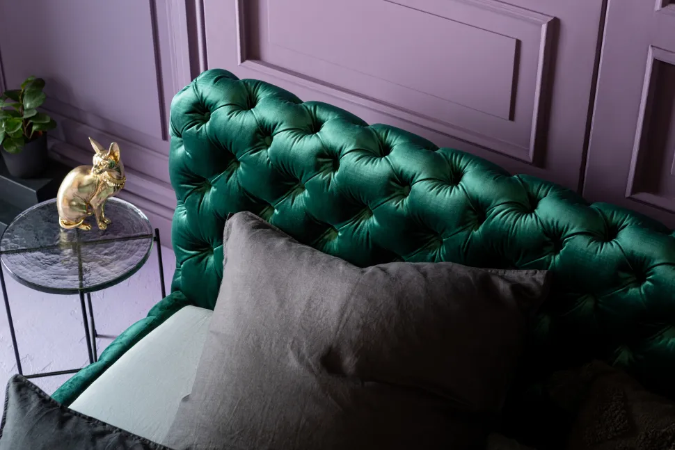 KARE Design Bed Desire Fluweel Groen 160x200cm Clearance