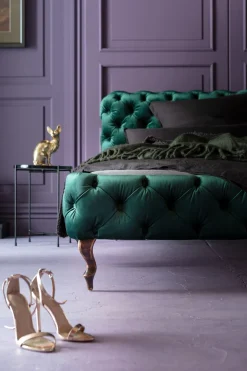 KARE Design Bed Desire Fluweel Groen 160x200cm Clearance