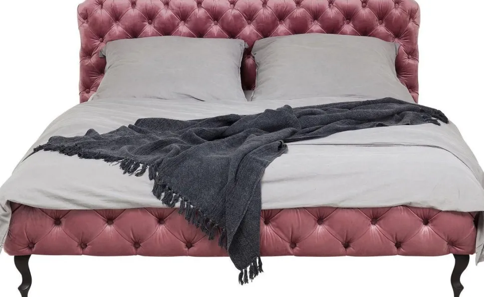 KARE Design Bed Desire Fluweel Roze 160x200cm Fashion