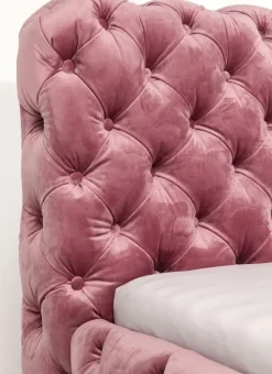 KARE Design Bed Desire Fluweel Roze 160x200cm Fashion