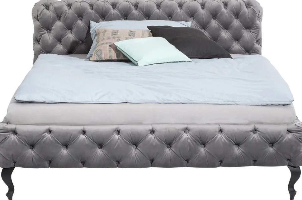KARE Design Bed Desire Fluweel Zilvergrijs 180x200cm Cheap