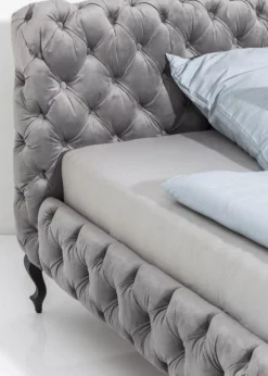 KARE Design Bed Desire Fluweel Zilvergrijs 180x200cm Cheap