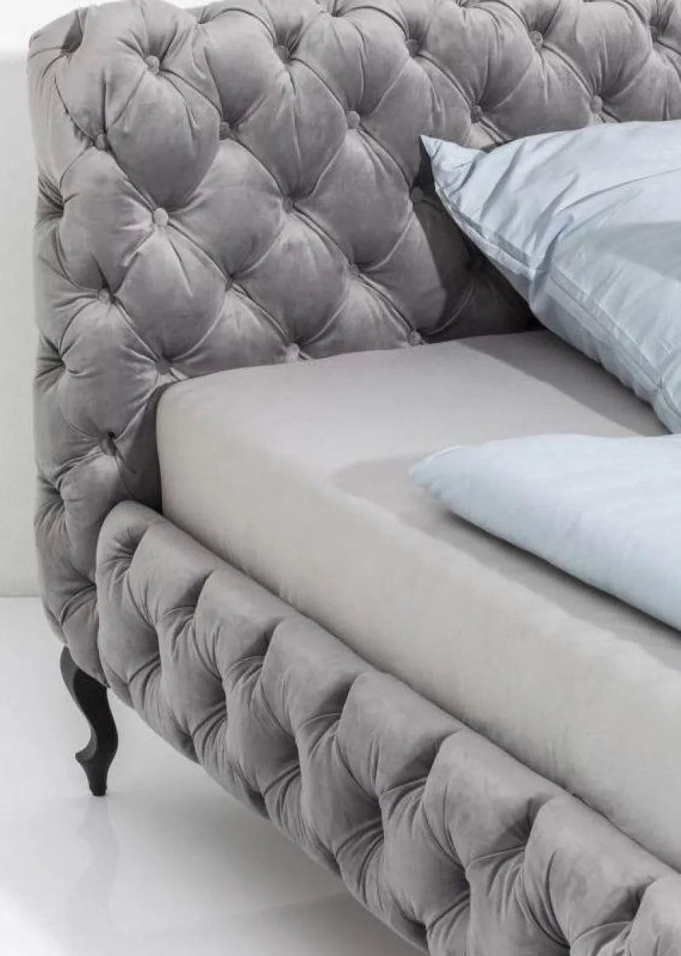 KARE Design Bed Desire Fluweel Zilvergrijs 180x200cm Cheap