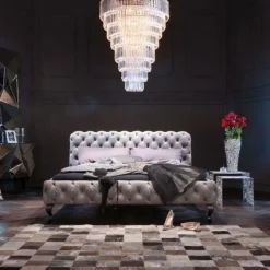 KARE Design Bed Desire Fluweel Zilvergrijs 200x200cm Shop