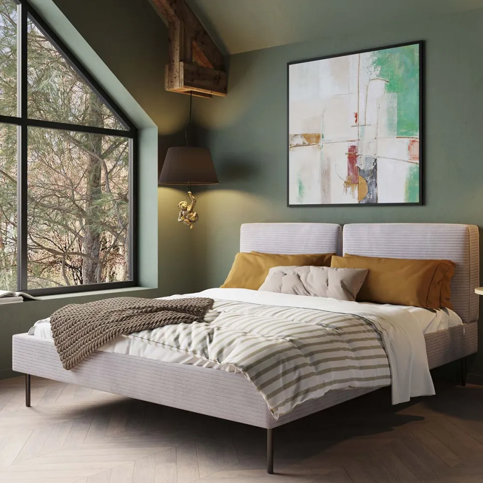 KARE Design Bed East Side Cord Grey 160x200cm Flash Sale