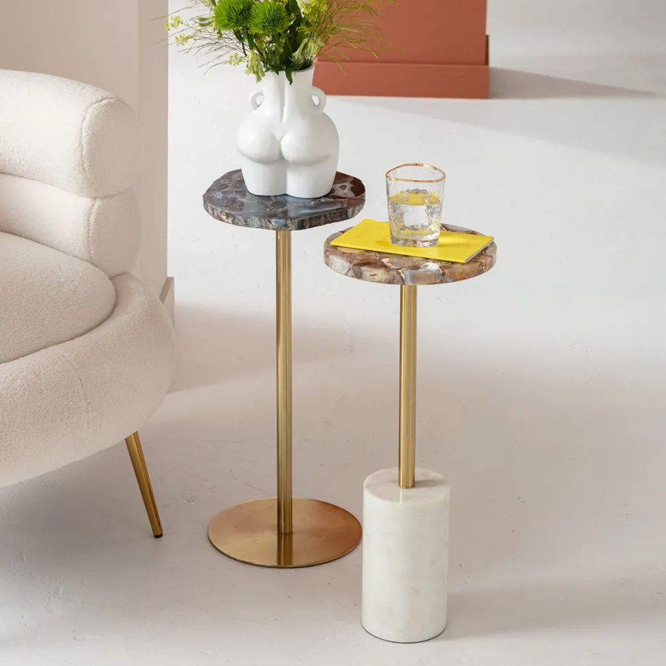 KARE Design Bijzettafel Agate Base White 25cm Clearance
