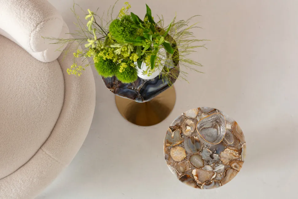 KARE Design Bijzettafel Agate Base White 25cm Clearance