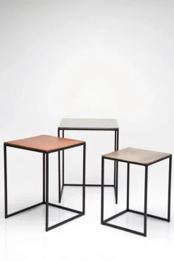 KARE Design Bijzettafel Loft Vierkant Vintage (3-delig) 41x41cm Discount