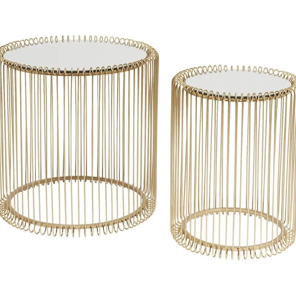 KARE Design Bijzettafel Wire Messing (2-delig) Ø44cm Clearance