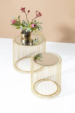 KARE Design Bijzettafel Wire Messing (2-delig) Ø44cm Clearance