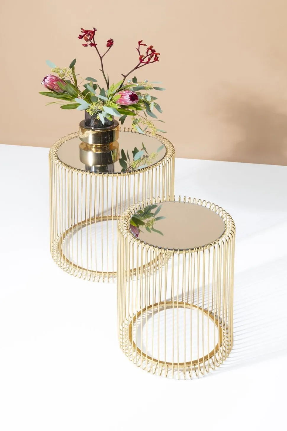 KARE Design Bijzettafel Wire Messing (2-delig) Ø44cm Clearance