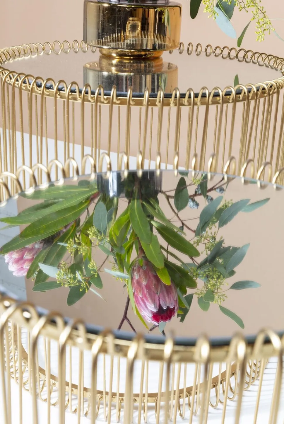 KARE Design Bijzettafel Wire Messing (2-delig) Ø44cm Clearance