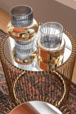KARE Design Bijzettafel Wire Messing (2-delig) Ø44cm Clearance