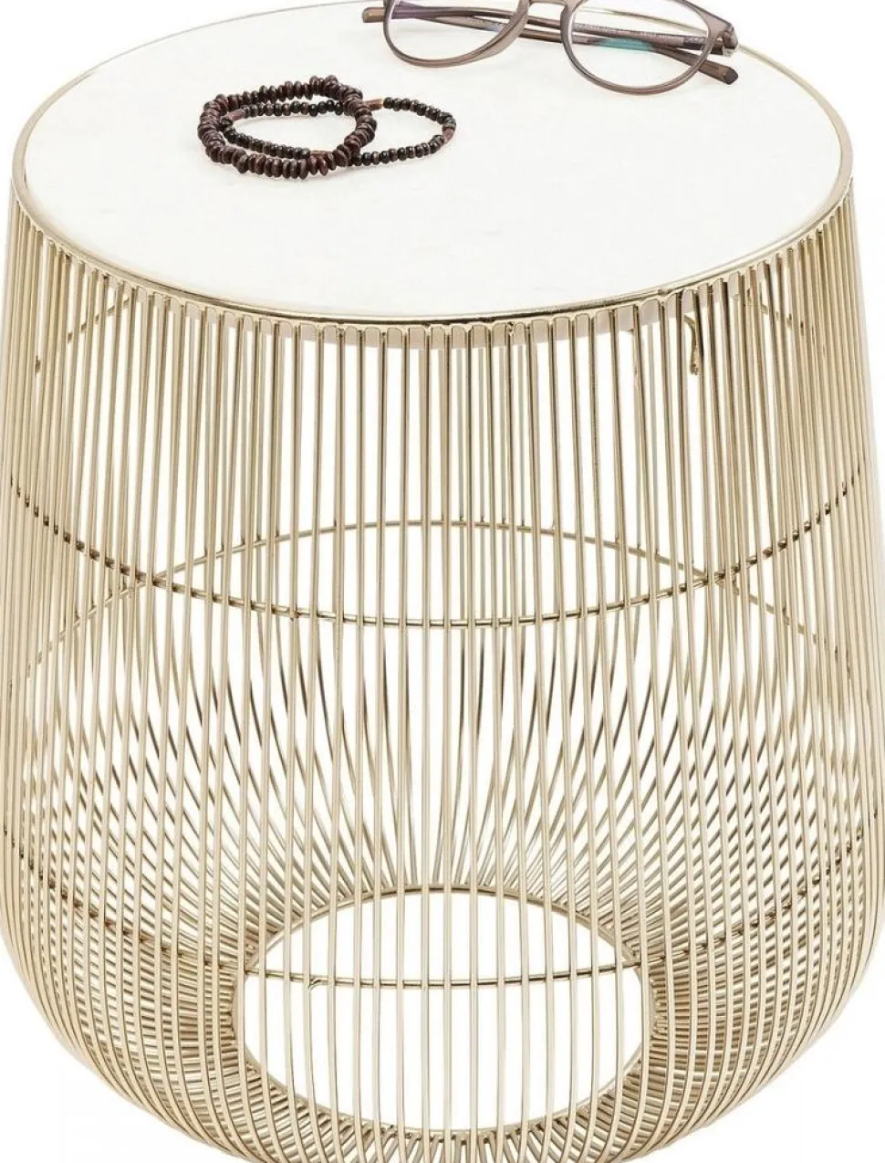 KARE Design Bijzettafel Wit Marmeren Messing Ø32cm Online