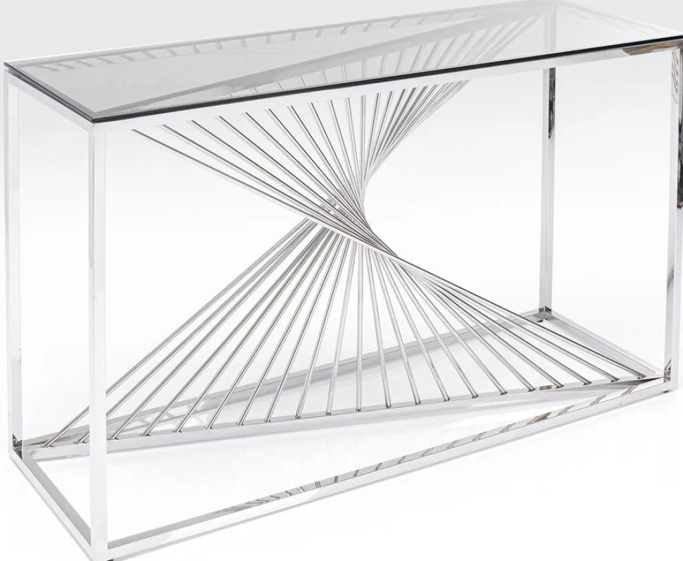 KARE Design Console Laser Zilver Helder Glas 120x40cm Online