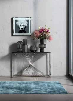 KARE Design Console Laser Zilver Helder Glas 120x40cm Online
