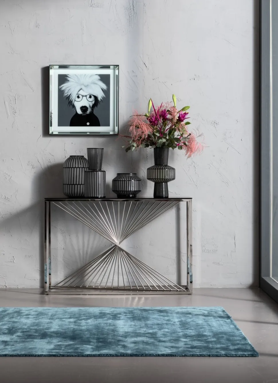 KARE Design Console Laser Zilver Helder Glas 120x40cm Online