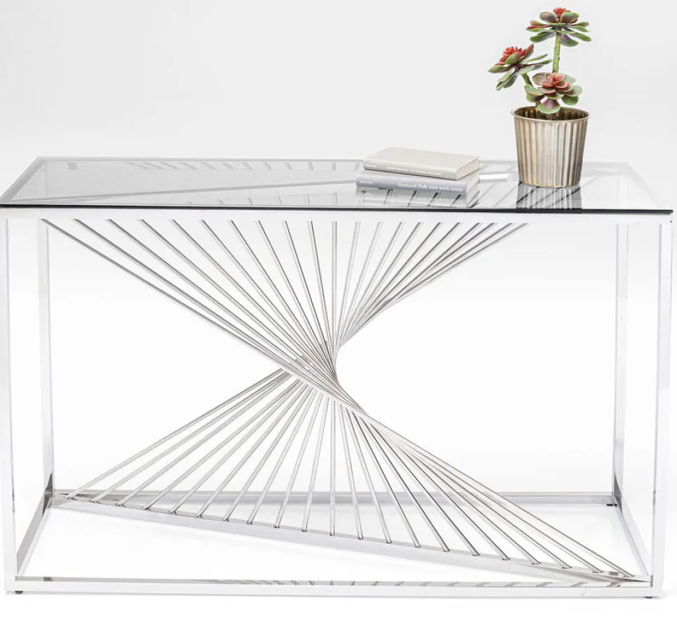 KARE Design Console Laser Zilver Helder Glas 120x40cm Online