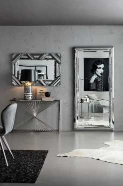 KARE Design Console Laser Zilver Helder Glas 120x40cm Online