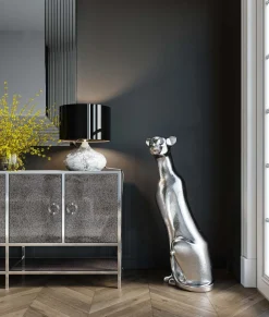KARE Design Decofiguur Sitting Leopard Silver 150cm Fashion