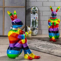 KARE Design Decofiguur Sitting Rabbit Regenboog 80cm Fashion
