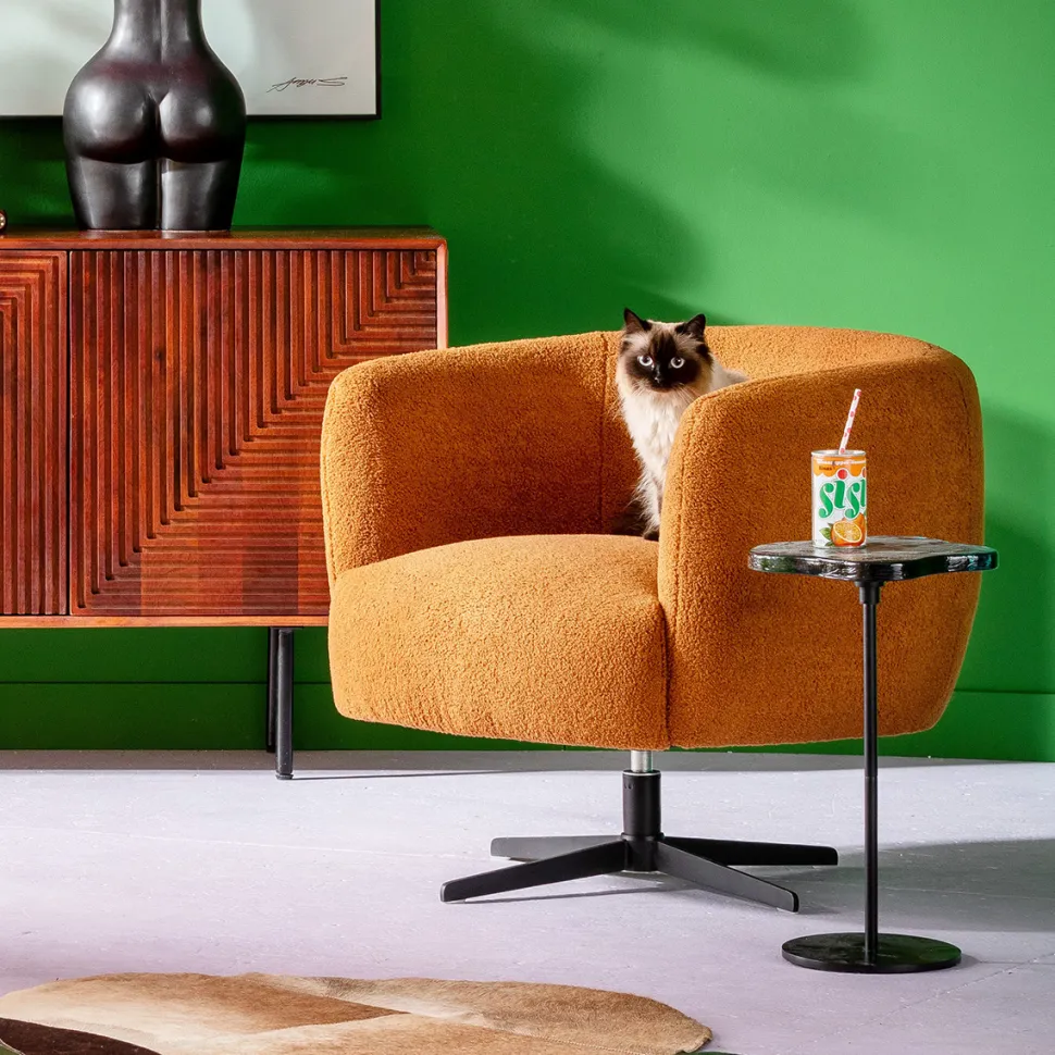 KARE Design Draaifauteuil Peony Fuzzy Brown Flash Sale
