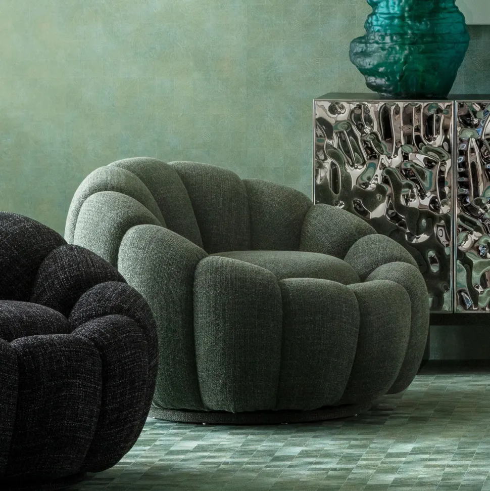 KARE Design Draaifauteuil Peppo Bloom Melange Green New