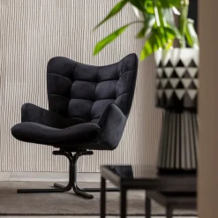 KARE Design Draaistoel Oscar Velvet Black Sale