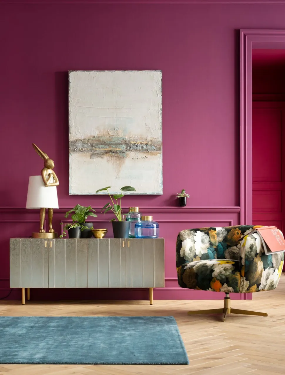 KARE Design Draaistoel Peony Flower Geel Discount
