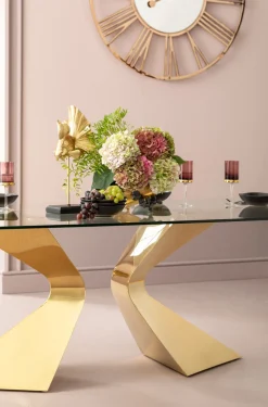 KARE Design Eettafel Gloria Goud 200x100cm Outlet