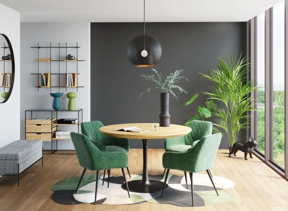 KARE Design Eettafel Invitation Set Eiken Zwart Ø120cm Clearance