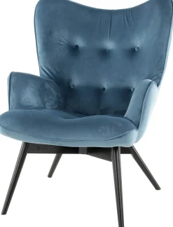 KARE Design Fauteuil Black Vicky Fluweel Petrol-Blauw Best