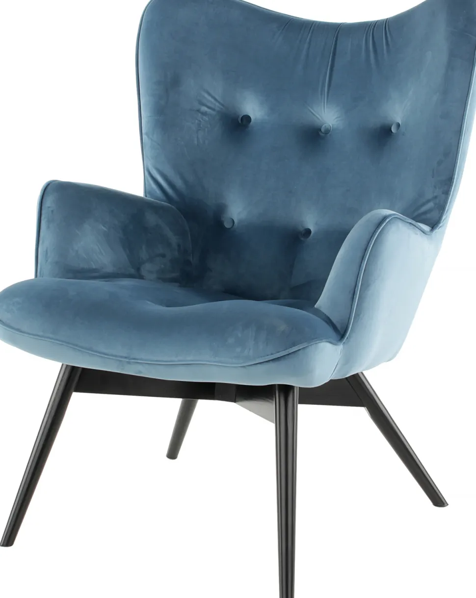 KARE Design Fauteuil Black Vicky Fluweel Petrol-Blauw Best
