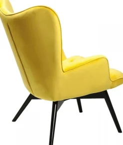 KARE Design Fauteuil Black Vicky Fluweel Geel Hot