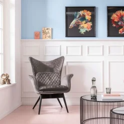 KARE Design Fauteuil Tudor Fluweel Zilvergrijs Clearance