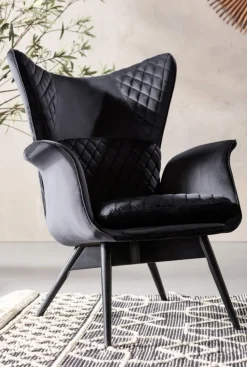 KARE Design Fauteuil Tudor Fluweel Zwart Flash Sale