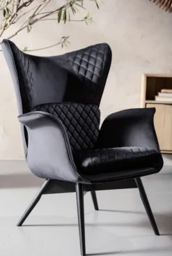 KARE Design Fauteuil Tudor Fluweel Zwart Flash Sale
