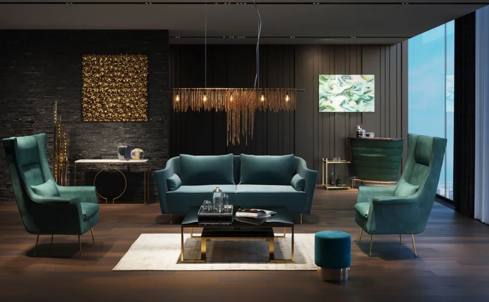 KARE Design Fauteuil Vegas Forever Petrol-Blauw Outlet