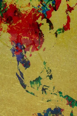 KARE Design Glas Schilderij Metallic Colourful Map 150x100cm Outlet