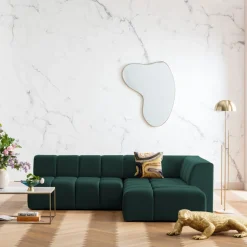 KARE Design Hoekbank Belami Fluweel Donkergroen Rechts 265cm New