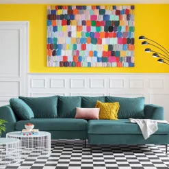 KARE Design Hoekbank Gianni Fluweel Donkergroen Rechts Zwart Flash Sale