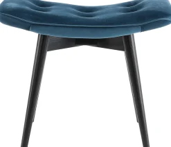 KARE Design Kruk Black Vicky Fluweel Petrol-Blauw 46x59cm Clearance