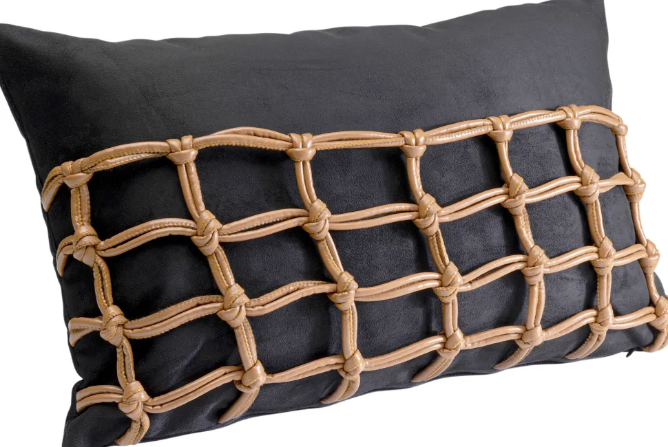 KARE Design Kussen Grete Plaid Black 50x30cm Online