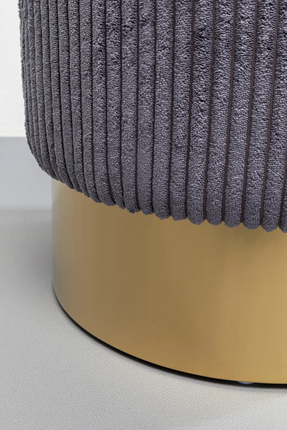 KARE Design Poef Cherry Grey Cord Brass 35cm Discount