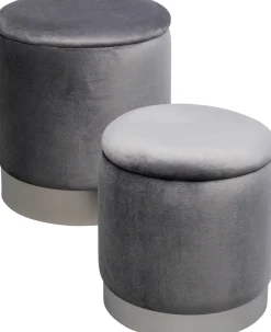KARE Design Poef Cherry Storage Grey Silver (2/set) Fashion