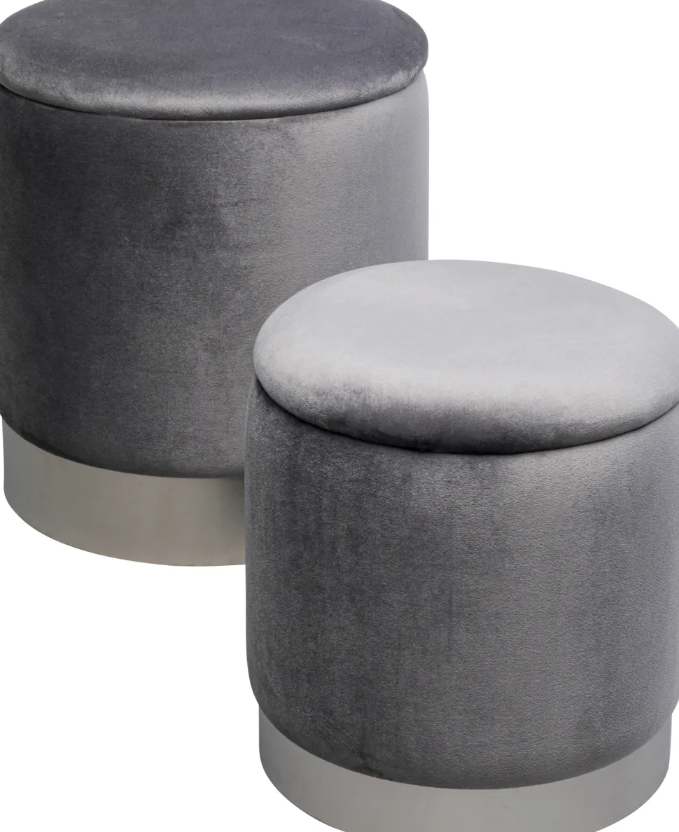KARE Design Poef Cherry Storage Grey Silver (2/set) Fashion